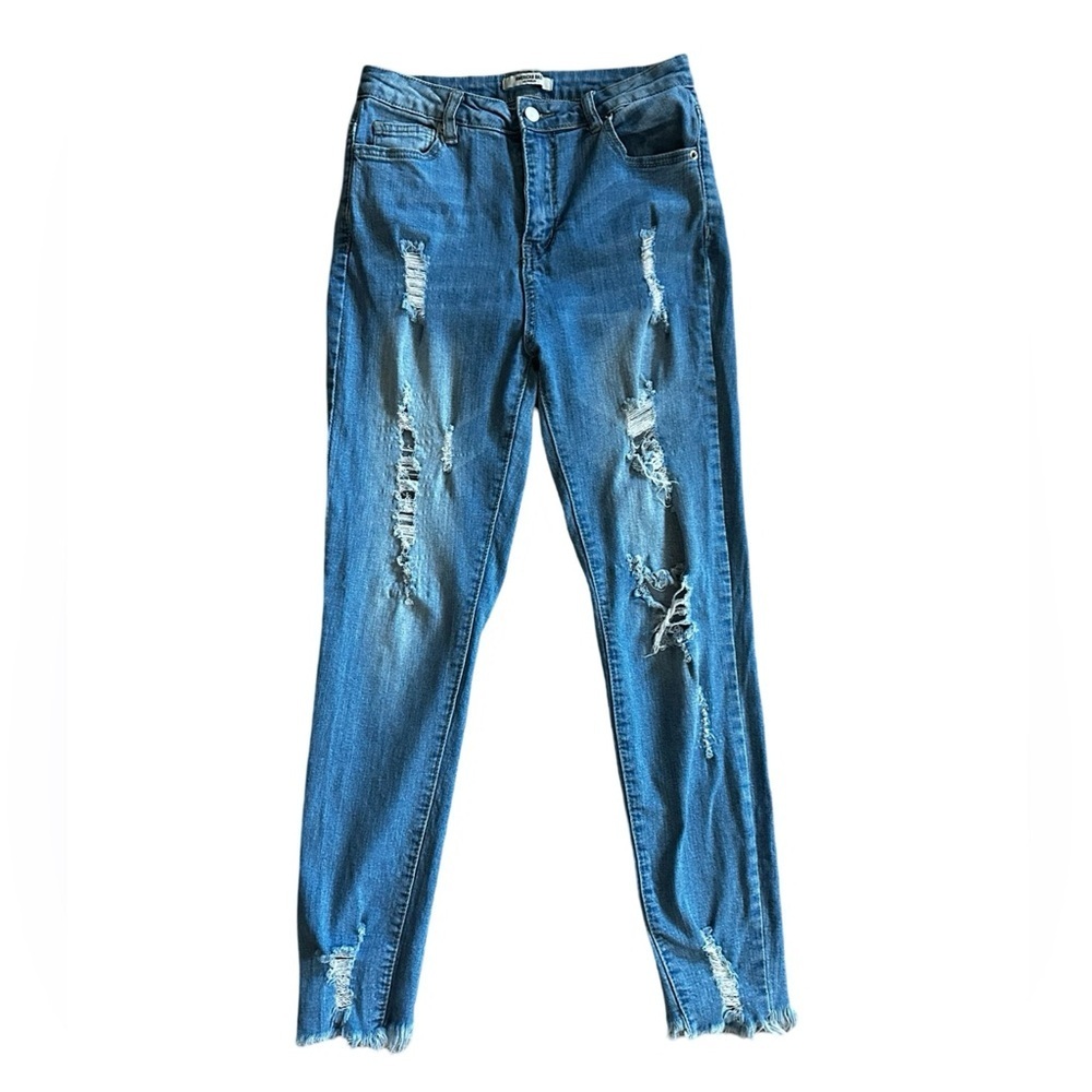 American Bazi High-Rise SKINNY RIPPED Jean w/Stretch Blue Women’s Size Medium.